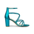 thumbnail image 3 of BLISSFUL STEP Sandales à Talons Blocs à Brides Croisées pour Femmes Bleu Lac 10, 3 of 7