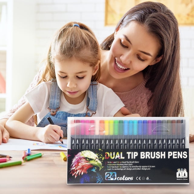 EGNMCR Double Line Pen Color Hand Account Pen Dream Metal Pen Hand-painted 24 Color Highlighter Marker Pen 3ml Water Color Pen