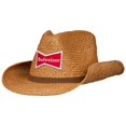thumbnail image 1 of Budweiser Chapeau de Cowboy en Paille avec Bande Brune, 1 of 1