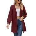 thumbnail image 1 of Avamo Ladies Cardigan Open Front Outwear Solid Color Knit Cardigans Lightweight Tunic Tops Work Wine Red L, 1 of 5