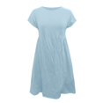 thumbnail image 4 of 2025 Robes d'Été Courtes à Col Rond pour Femmes, Manches, Couleur Unie, Coupe Ample, Robe Portefeuille pour Femmes, Été, Ajustée, Mi-Longue, 4 of 5