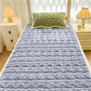 YYV Milk Flannel Thick Mattress Pad 35.4x78.7 in Plush Quilted Non Slip Futon Topper Warm Mattress Protector Student Dormitory Home Upholstery Cozy Mattress Pad