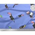 thumbnail image 2 of Soimoi Blue polyester Crepe Fabric Toucan Bird Printed Fabric 1 Yard 42 Inch Wide, 2 of 3