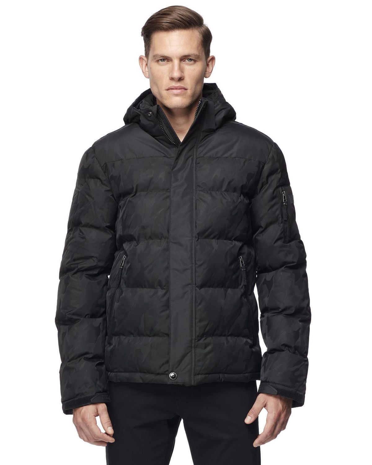 Dark Black Men's Hooded Puffer Coat