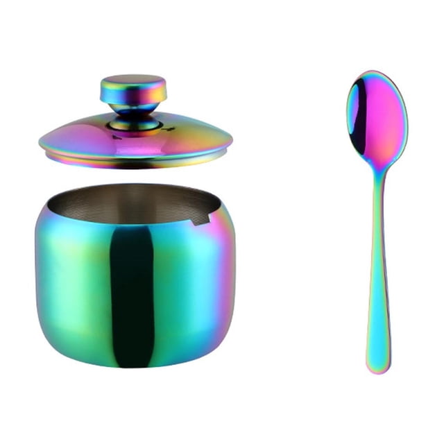 304 Stainless Steel Food Storage Jar With Clear Glass Lid And Included Spoon For Kitchen Pantry Organization
