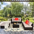 thumbnail image 4 of Costway 6PCS Outdoor Patio Rattan Furniture Set Cushioned Sectional Sofa Ottoman, 4 of 9