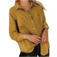 thumbnail image 1 of Pompotops Women's Fashion Winter Single Breasted Cardigan Solid Color Denim Shirt Long Sleeve Shirt Tops Clearance, 1 of 6