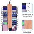 thumbnail image 4 of Wooden Necktie and Belt Hanger 2-Pack, Natural Finish Wood Center Organizer and Storage Rack with a Non-Slip Clips, 4 of 5