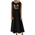 thumbnail image 1 of Cameland Mode Femmes Robes Fête des Mères Été Décontracté Col Rond Sans Manches Poche Vacances Plage Longue Robe, 1 of 4
