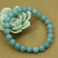 thumbnail image 3 of Bracelet Extensible Unisexe en Perles Rondes de 8 mm en Pierre Précieuse d'Amazonite Bleue Naturelle 7 Pouces, 3 of 5
