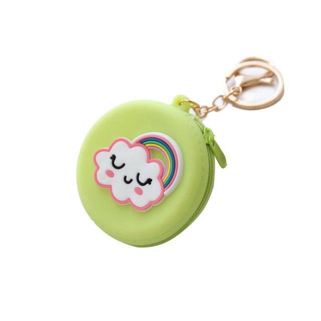 Coins Coin Purse Silicone Cute Zipper Closure Gift Choice Women Change Pouch Wallet For Lipstick KeysRound, Rainbow Expression