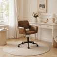 thumbnail image 1 of Homy Casa Faux Leather Desk Chair, Adjustable 360° Swivel Armchair with Wheels, Brown and Black, 1 of 10