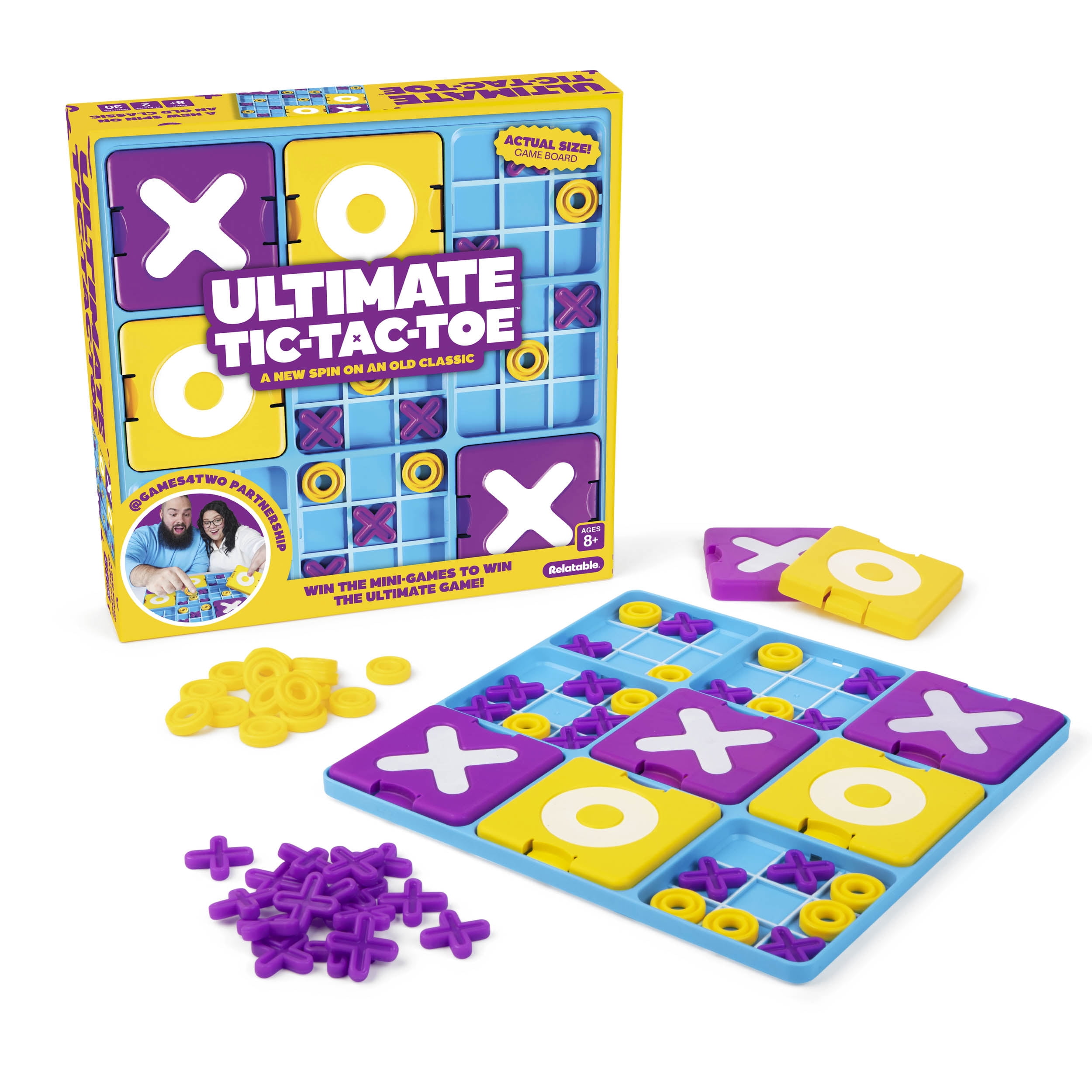Ultimate Tic Tac Toe™ by Relatable, Family Game with Standard and Advanced Play, Includes Board and 96 Game Pieces, Ages 6+