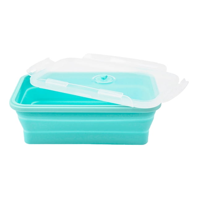 DPTALR Folding Lunch Box Folding Silicone Lunch Box Microwave Lunch Box Portable Plastic Lunch Box
