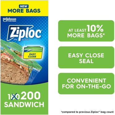 Ziploc® Sacs à Sandwich avec Grip 'n Seal Technology, 200 Sacs