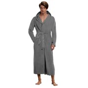 Ccpelsie Men's Robe Long Plush Soft Bathrobe Cozy Spring Fall Winter Warm Robes Shawl Collar Sleepwear with Pockets(A-Grey,XL)