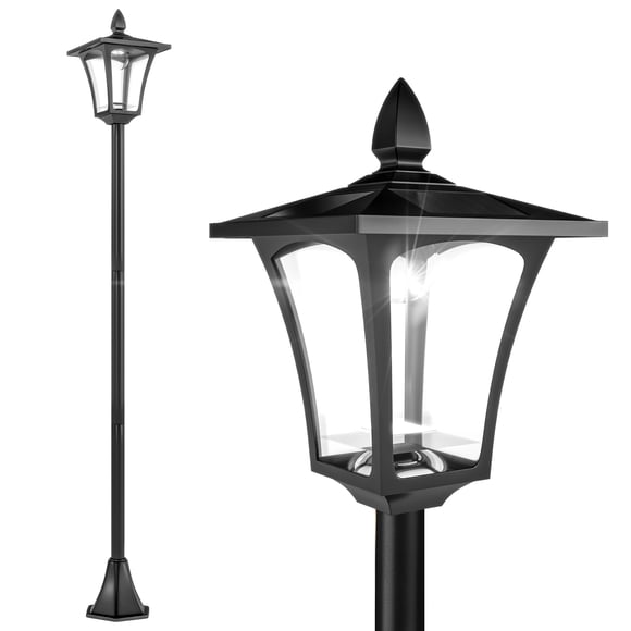 Outsunny Lampadaire Solaire Simple, 40 Lumens Lampe de Jardin à Énergie Solaire Style Lampadaire Extérieur Étanche 5-6 Heures avec Base pour Pelouse Sentier Allée 63"H, Noir