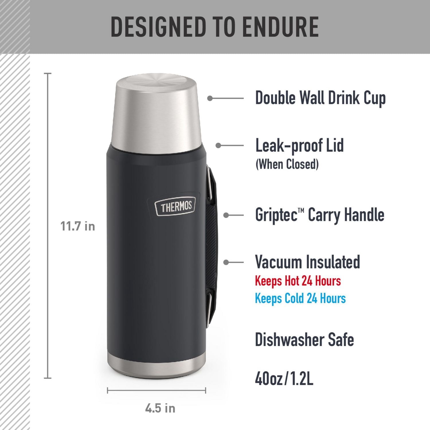 Bouteille Isotherme en Acier Inoxydable de 1,2 L, Série Icon de Thermos