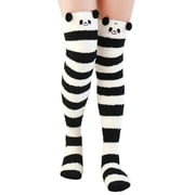 FhsagQ Socks Women Socks Plus Fuzzy over Knee Cartoon Thigh High Home Socks Winter Socks Socks Women's Warm High Leggings Warm Socks Women's Socks Sleep Slips Women Socks Open Socks Black One Size