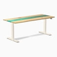 thumbnail image 1 of Desky Bureau Assis-Debout en Bois Dur à Résine Double - Frêne Blanc Rivière Émeraude / 72 x 30 Pouces / Blé, 1 of 10