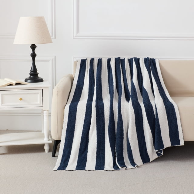 Mainstays Cozy Throw Navy Stripe