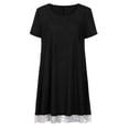 thumbnail image 4 of Pompotops Women's Casual Solid O-Neck Lace Patchwork Short Sleeve Pockets Dress, 4 of 6
