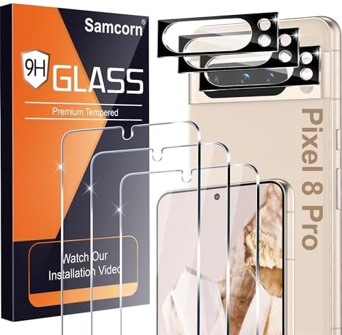[3+3 Pack] Tempered Glass Screen Protector for Google Pixel 8 Pro 5G  Ultrasonic Fingerprint Unlock  HD Clear Case Friendly Scratch Resistant for Google Pixel 8 Pro Screen Protector