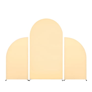 Set of 3 Wedding Arch Cover Spandex Fitted Wedding Arch Stand Covers for Round Top Chiara Arch Backdrop Stands Cover for Birthday Party Ceremony Banquet Decoration 5ft+7.2ft+5ft Bchampagne Color