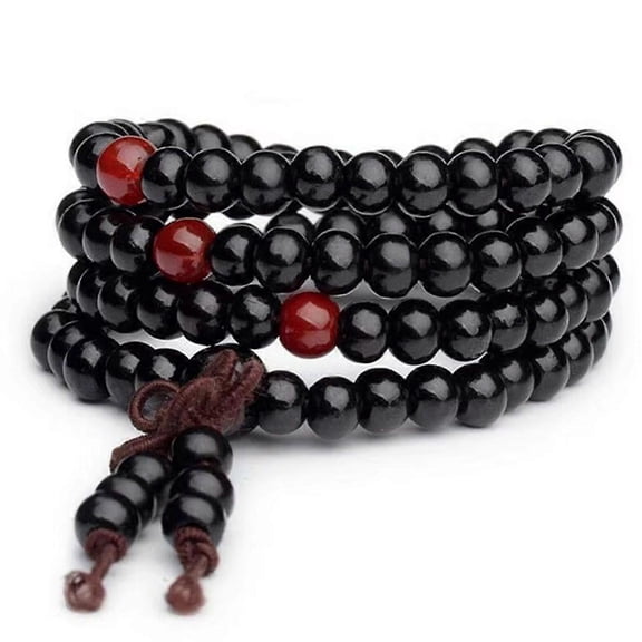 Bracelet de Méditation Bouddhiste 8 mm en Bois de Santal Naturel pour Hommes et Femmes, 108 Perles, avec Décoration Pendentif ASL70272
