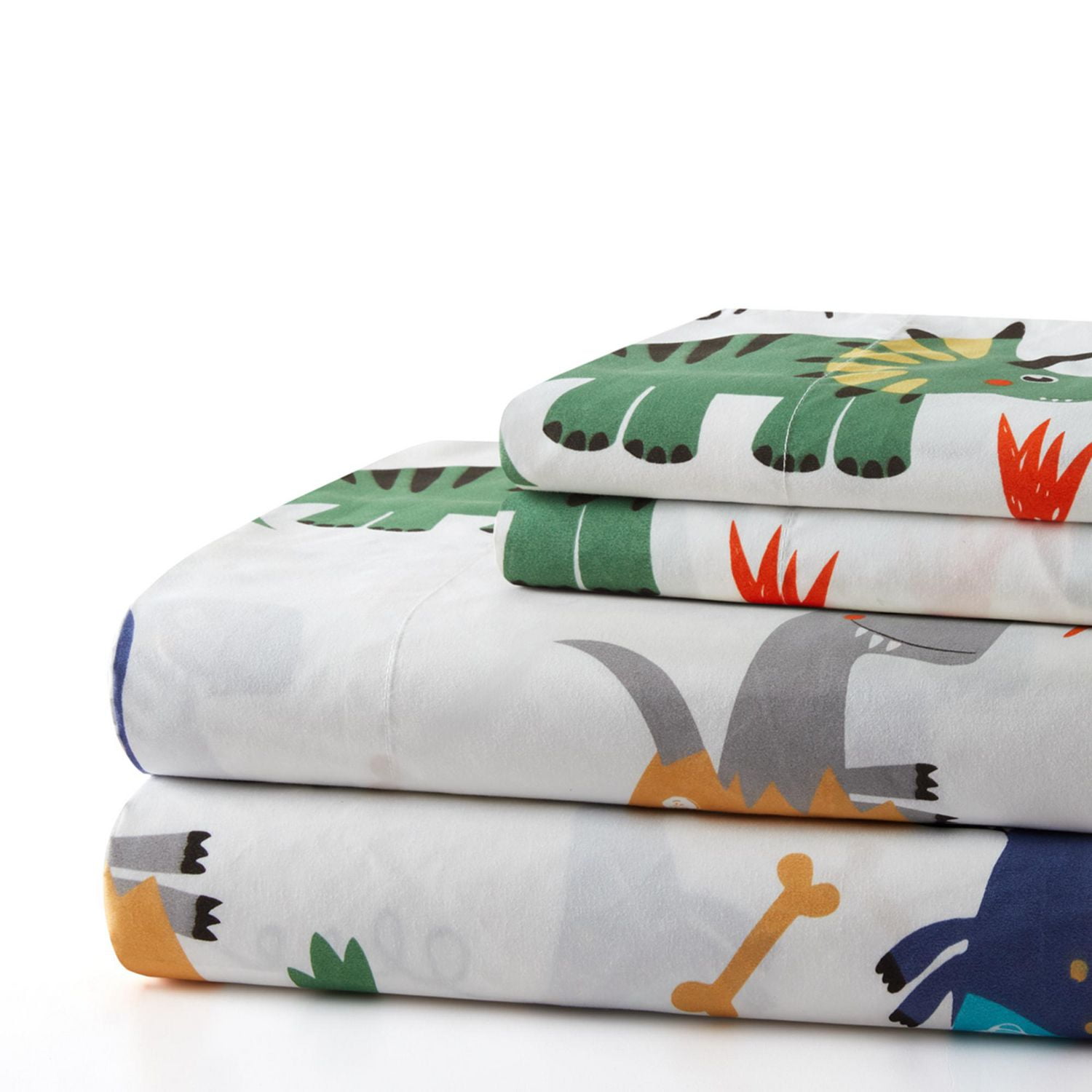 Literie Marina Décoration pour enfants, garçons et tout-petits, imprimée, 600 fils au pouce carré, douce, en mélange de coton percale, toutes saisons, motif dinosaure, zoo, dinosaure