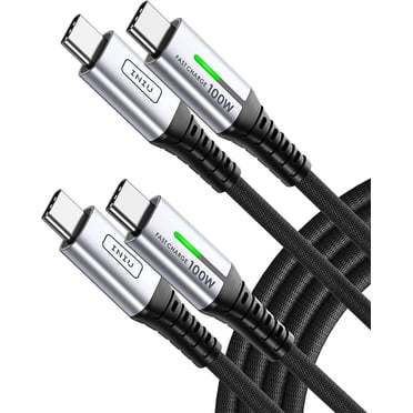 INIU Câble USB-C vers USB-C 100 W [Lot de 2 6,6 Pi], Cordon de Recharge Rapide PD pour Samsung iPhone Portable, Noir
