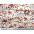 thumbnail image 2 of Soimoi Orange Poly Georgette Fabric Leaves & Floral Decor Fabric Printed BTY 42 Inch Wide, 2 of 3
