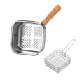 thumbnail image 1 of Stainless Steel Fryer Portable Deep Fryer Pot Outdoor and Indoor Cooking, Multifunctional Square Fryer with Frying Basket, Heat Resistant Wooden Handle, Compatible with Gas and Induction Cooktops, 1 of 5
