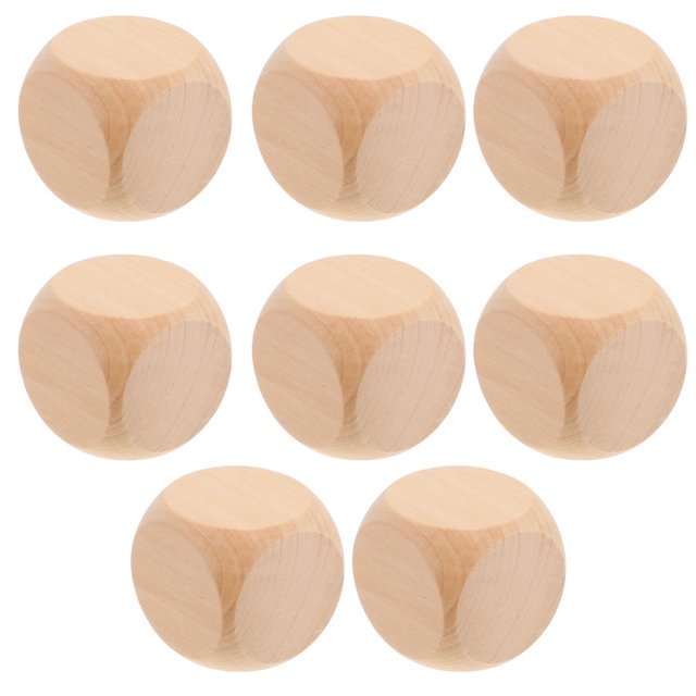 Miangastore 8pcs Blank Wooden Dices Unfinished Diy Block 6 Sided Mini Wood Square Cubes Rounded Corners For Diy Craft Projects Games Parties
