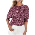 thumbnail image 2 of SMihono Hauts pour Femmes Été Chic Décontracté Mode Col Rond Manches Courtes Aguichant Haut Blouse T-shirt Oversize pour Femmes 2023, 2 of 6