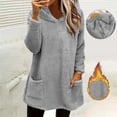 thumbnail image 2 of yoeyez Hauts en Peluche pour Femmes Hiver Chandail en Molleton Duveteux Col Rond Tunique à Manches Longues Chaud Confortable Pyjama Loungewear avec Poches Gris,m, 2 of 7