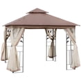 thumbnail image 1 of Outsunny 10' x 10' Patio Gazebo, Outdoor Gazebo Canopy, Brown, 1 of 10