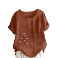 thumbnail image 4 of Pisexur Hauts d'Été pour Femmes, Blouses Habillées Décontractées pour Femmes Hauts à la Mode Chandail Décontracté Imprimé Manches Courtes Col Rond, Grandes Tailles pour Femmes Multicolore, 3TG, 4 of 4