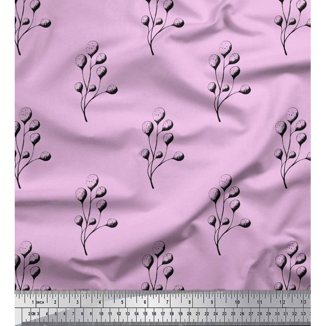 Soimoi Purple Velvet Fabric Berries Fruit Decor Fabric Printed Yard 60 Inch Wide