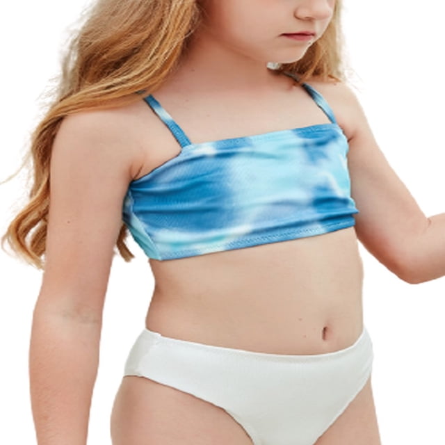 Toddler Girl 2Pcs Swimsuits Tie Dye Tank Bikini Top+Solid Bottom