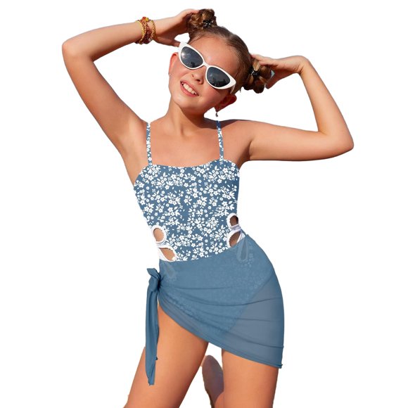 Tween Swimsuits Navy Girls Swimsuit One Piece Toddler Bathing Suits for Teen Girls 11-12 Years