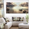 thumbnail image 1 of Rocky Seashore under Clouds Panorama - Modern Beach Canvas Art Print, 1 of 3