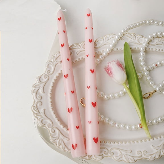 QTOCIO Bougie Imprimée à Longue Tige Française Romantique Mariage Saint-Valentin Longue Tige Fête Anniversaire Bougie