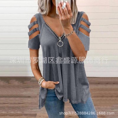 Wangscanis Women T-shirt, Leopard Printed Pattern Short Sleeve V-neck Tops
