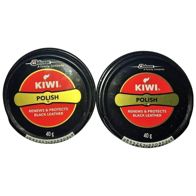 KIWI By Be The Bestest Pâte de Polissage pour Chaussures (Lot de 2) en Noir, Comprenant Deux Boîtes de 40 g avec un Motif Rouge et Noir. Idéal pour l'Entretien des Chaussures, le Polissage Renouvelle et Protège les Chaussures en Cuir Noires.