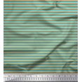 thumbnail image 1 of Soimoi Orange Moss Georgette Fabric Horizontal Stripe Printed Fabric 1 Yard 42 Inch Wide, 1 of 5