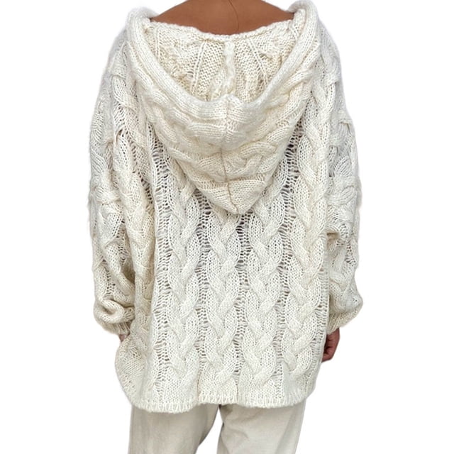 Innerwin Chandail d'Hiver Chaud pour Femmes, Pull Chic à Manches Longues, Beige m