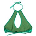 thumbnail image 3 of RUNQHUI Women's Shiny Metallic Keyhole Crop Top Halter Backless Rave Bandeau Vest Bra Clubwear Green One Size, 3 of 6
