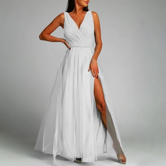 TIMIFIS Women's Summer Maxi Dress Spring Casual Boho V Neck Split Beach Long Flowy Dresses Trendy Beach Long Dresses pring