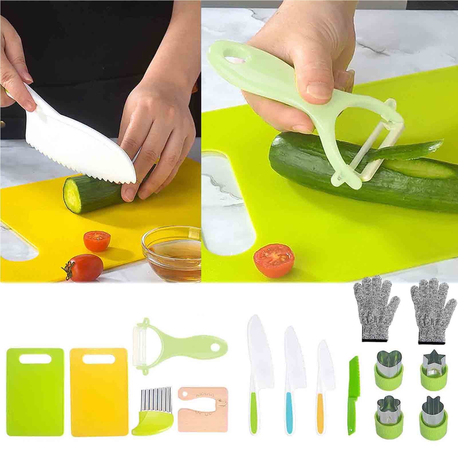 zanvin Kitchen Utensils & Gadgets Kitchen Accessories, 15PCS Toddler Knife for Chopping Mini Chef Knife Set for Kids Knives Kitchen Knife Set Plastic Children Cooking Cutter Set